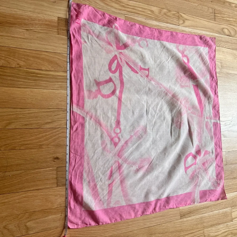 Dior Pink and White cotton Scarf 25x27